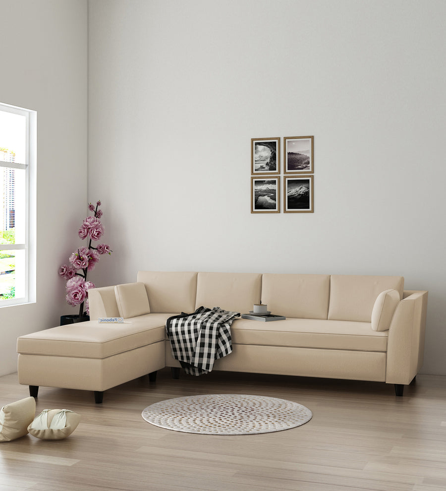 Bristo  RHS  (3+Lounger) Velvet Sectional Sofa - Cream Beige by Febonic Living