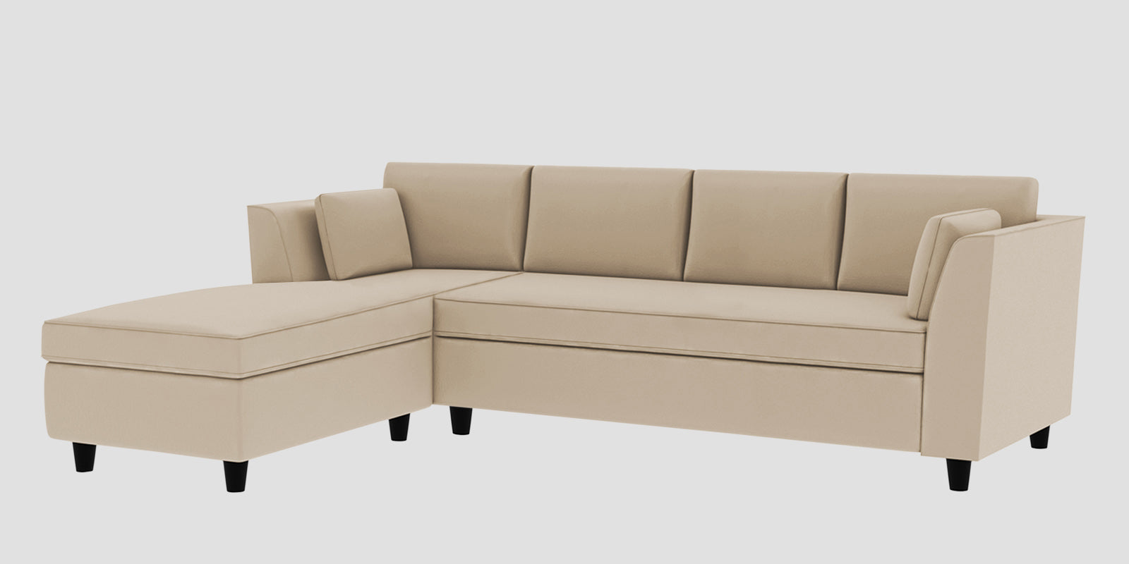 Bristo Velvet RHS Sectional Sofa (3+Lounger) in Cream Beige Colour - Febonic Living