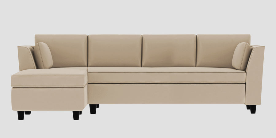 Bristo Velvet Rhs Sectional Sofa 3 Lounger In Cream Beige Colour - Febonic Living