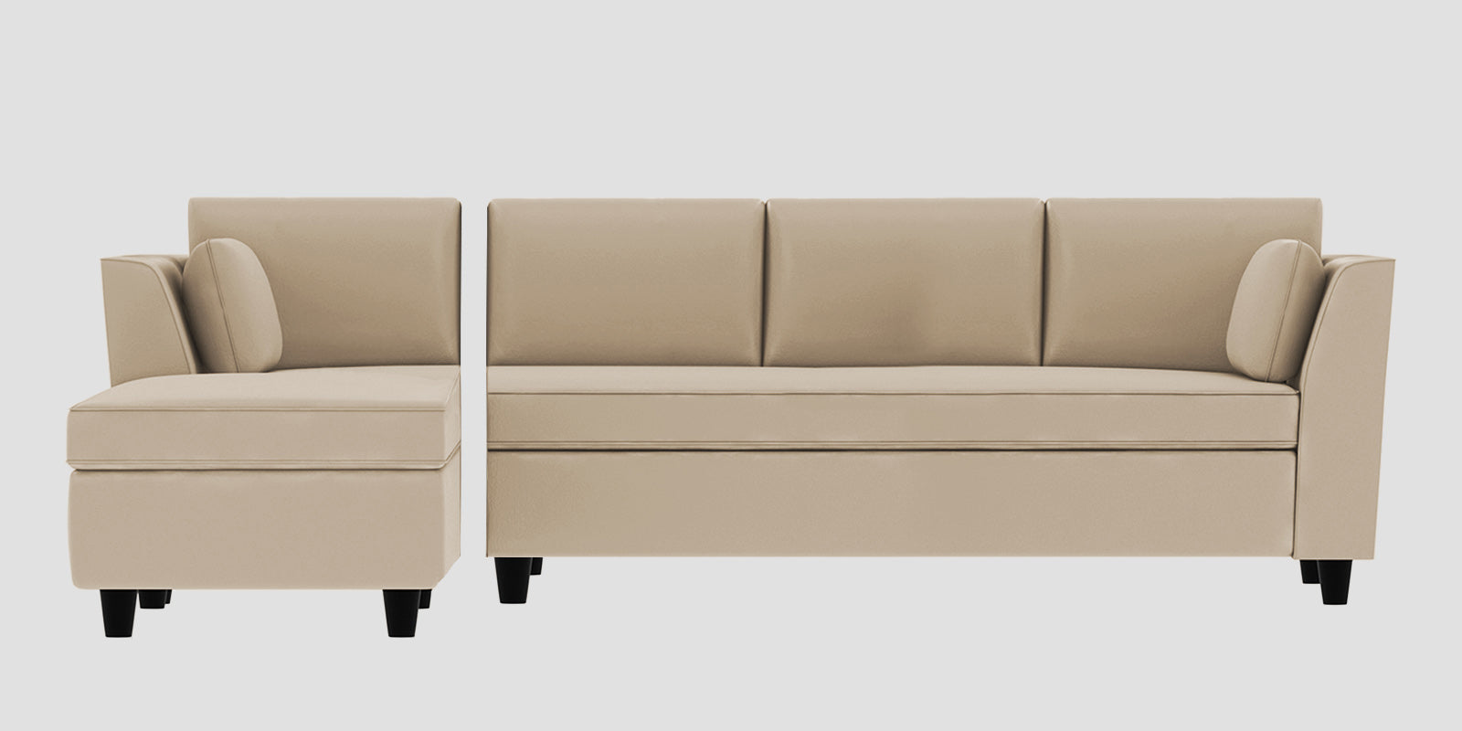 Bristo Velvet RHS Sectional Sofa (3+Lounger) in Cream Beige Colour - Febonic Living