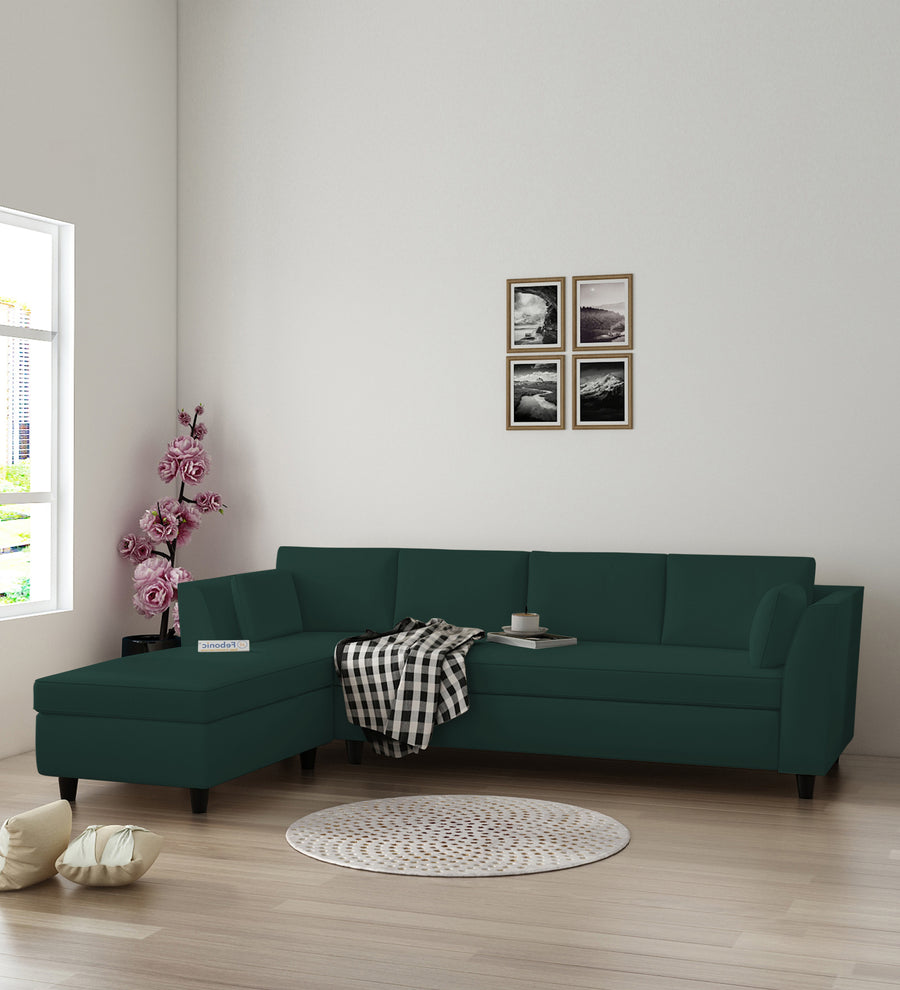 Bristo  RHS  (3+Lounger) Velvet Sectional Sofa - Forest Green by Febonic Living