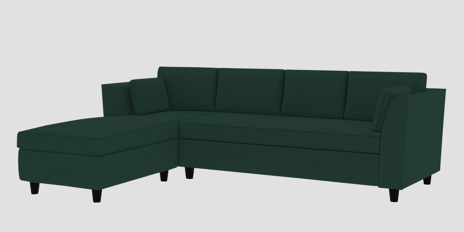 Bristo Velvet RHS Sectional Sofa (3+Lounger) in Forest Green Colour - Febonic Living