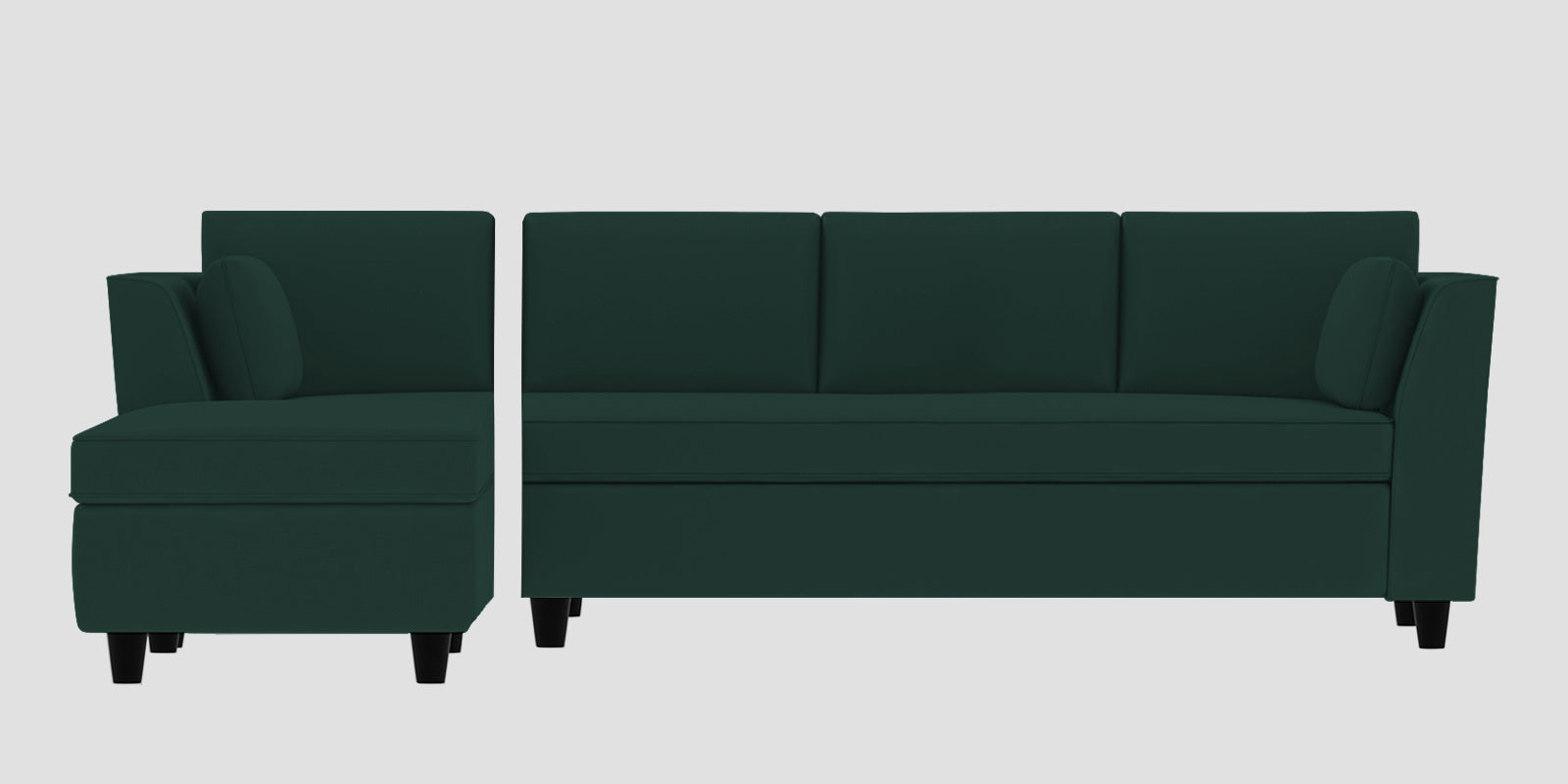 Bristo Velvet RHS Sectional Sofa (3+Lounger) in Forest Green Colour - Febonic Living