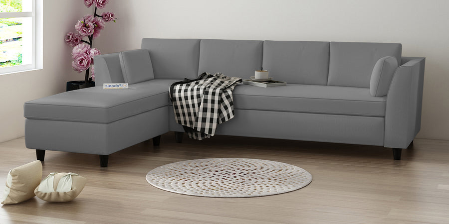 Bristo Velvet Rhs Sectional Sofa 3 Lounger In Light Grey Colour - Febonic Living