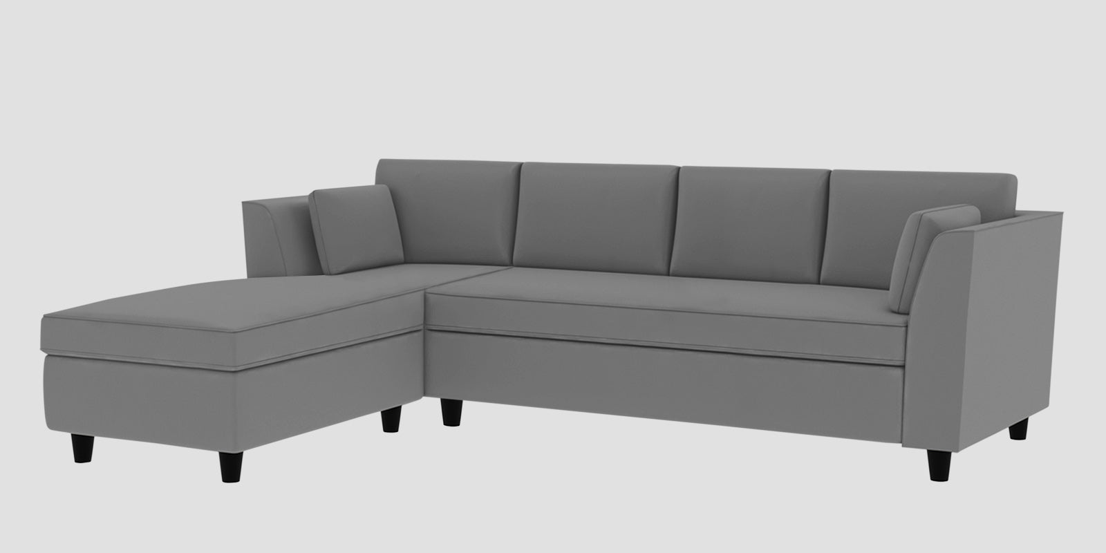 Bristo Velvet RHS Sectional Sofa (3+Lounger) in Light Grey Colour - Febonic Living
