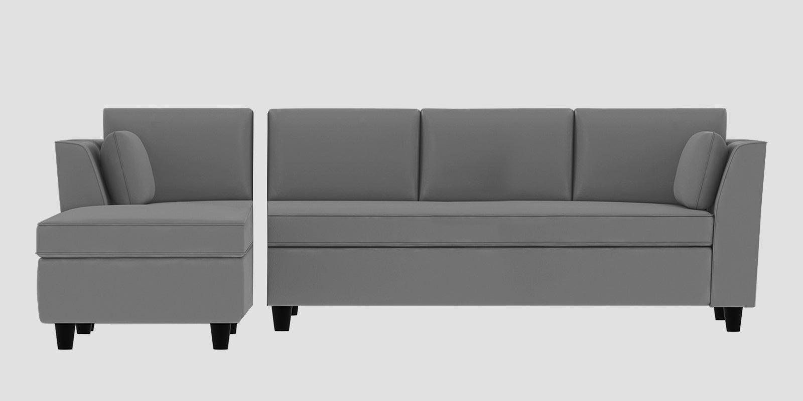 Bristo Velvet RHS Sectional Sofa (3+Lounger) in Light Grey Colour - Febonic Living
