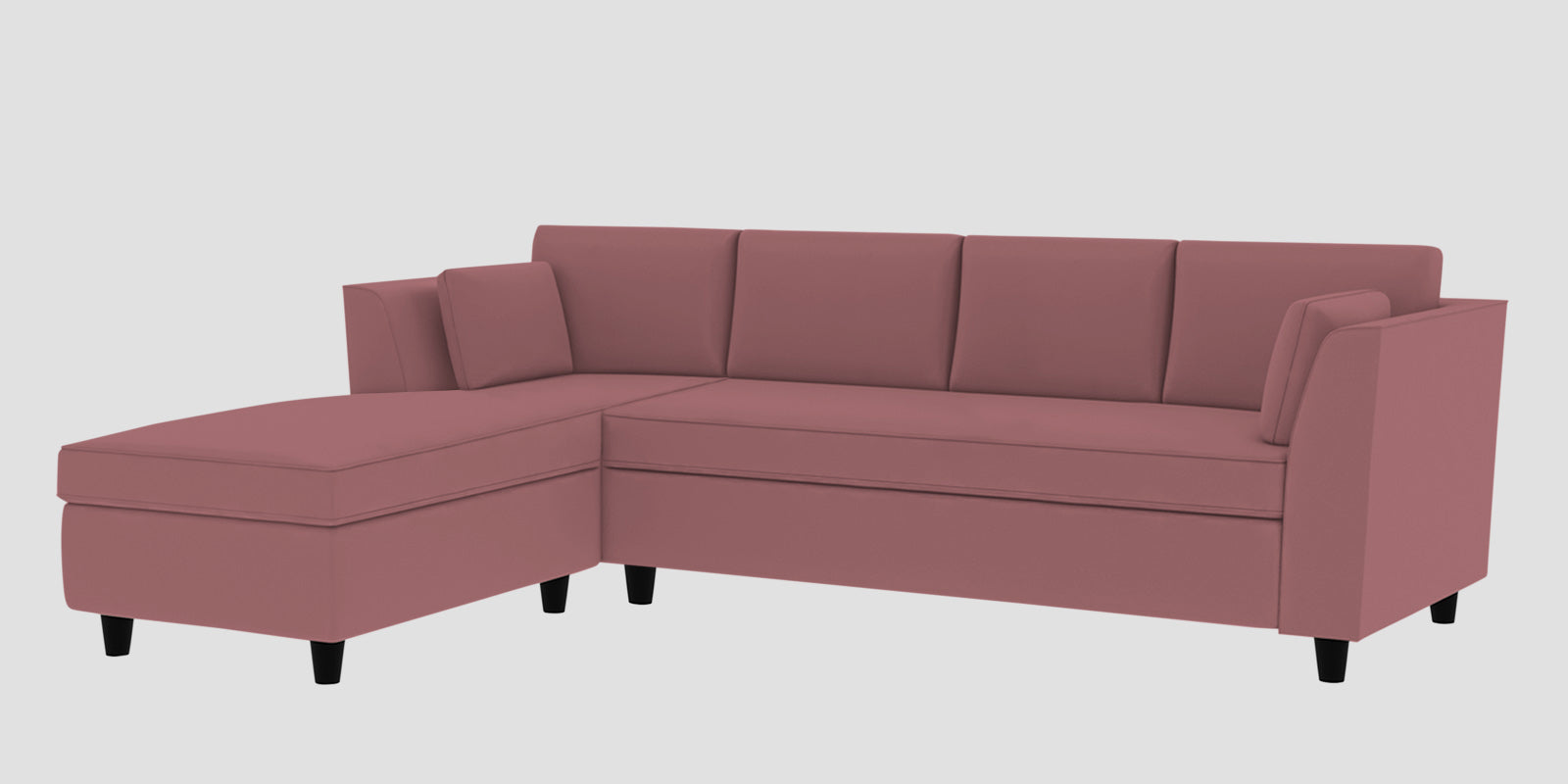 Bristo Velvet RHS Sectional Sofa (3+Lounger) in Rose Pink Colour - Febonic Living