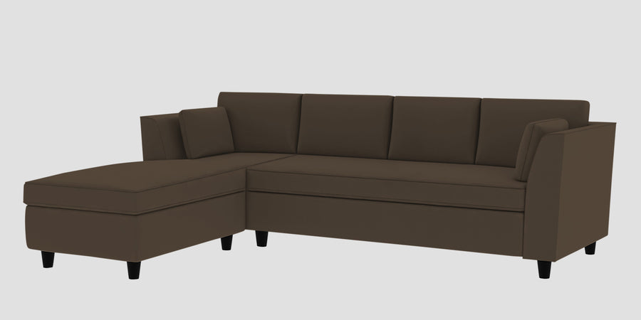 Bristo Velvet Rhs Sectional Sofa 3 Lounger In Shade Brown Colour - Febonic Living
