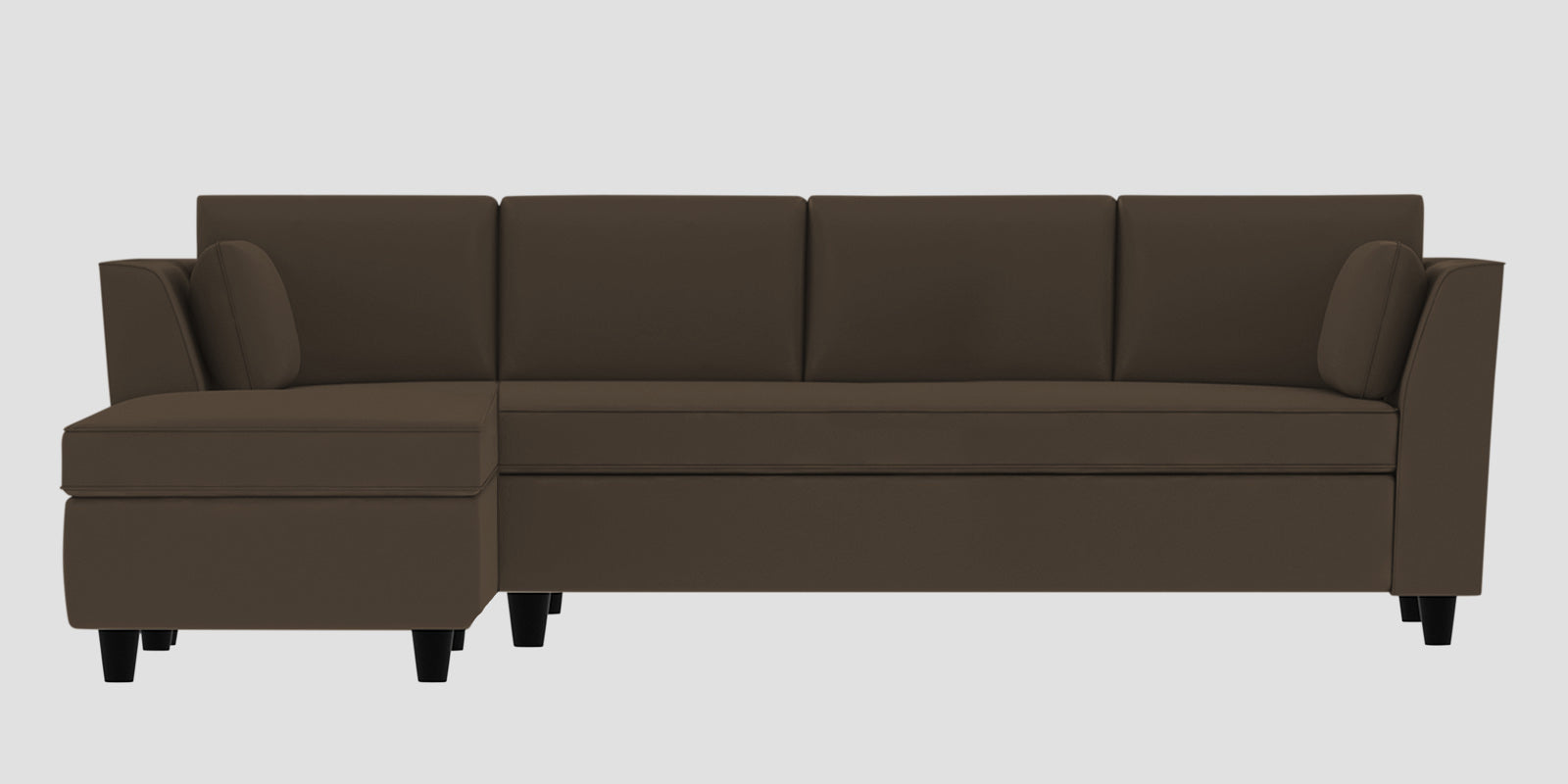 Bristo Velvet RHS Sectional Sofa (3+Lounger) in Shade Brown Colour - Febonic Living