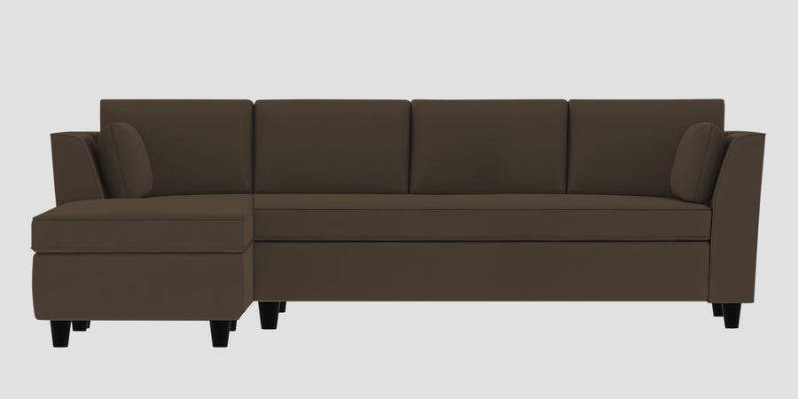 Bristo Velvet Rhs Sectional Sofa 3 Lounger In Shade Brown Colour - Febonic Living
