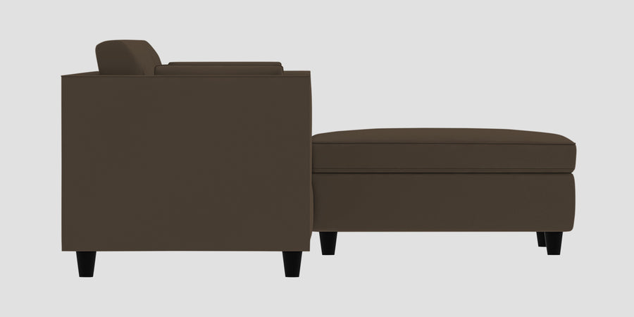 Bristo Velvet Rhs Sectional Sofa 3 Lounger In Shade Brown Colour - Febonic Living