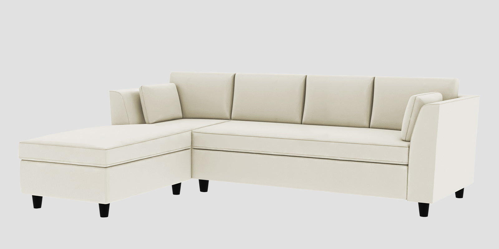 Bristo Velvet RHS Sectional Sofa (3+Lounger) In Warm White Colour - Febonic Living