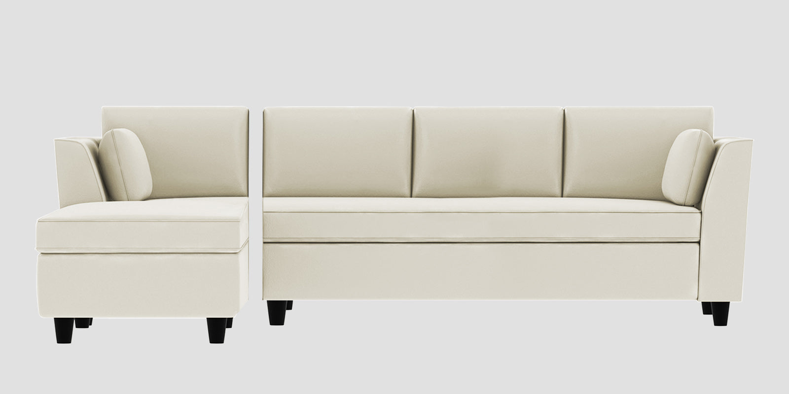 Bristo Velvet RHS Sectional Sofa (3+Lounger) In Warm White Colour - Febonic Living