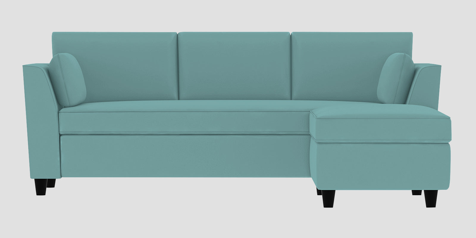 Bristo Velvet LHS Sectional Sofa (2+Ottoman Lounger) In Barmunda Aqua Colour - Febonic Living