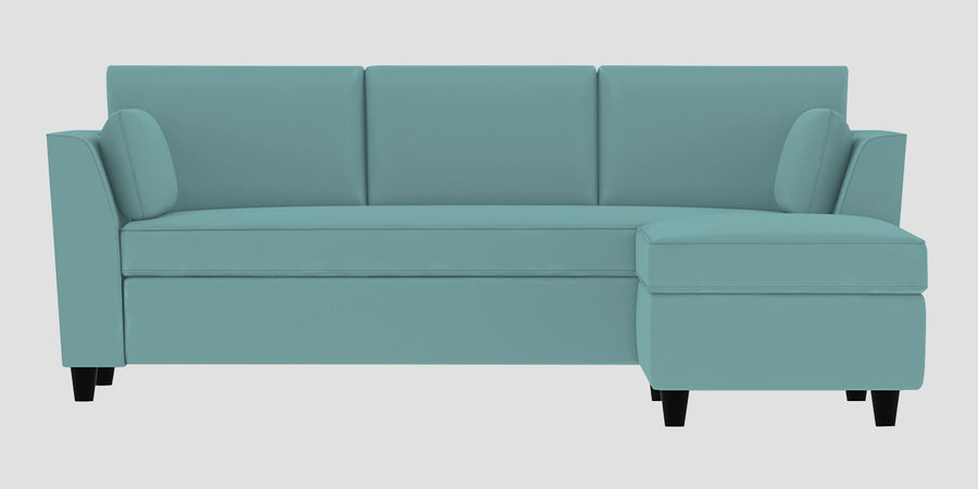 Bristo Velvet Lhs Sectional Sofa 2 Ottoman Lounger In Barmunda Aqua Colour - Febonic Living