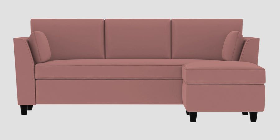 Bristo Velvet Lhs Sectional Sofa 2 Ottoman Lounger In Blush Pink Colour - Febonic Living