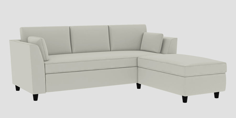 Bristo Velvet Lhs Sectional Sofa 2 Ottoman Lounger In Camel Beige Colour - Febonic Living