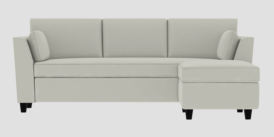 Bristo Velvet Lhs Sectional Sofa 2 Ottoman Lounger In Camel Beige Colour - Febonic Living