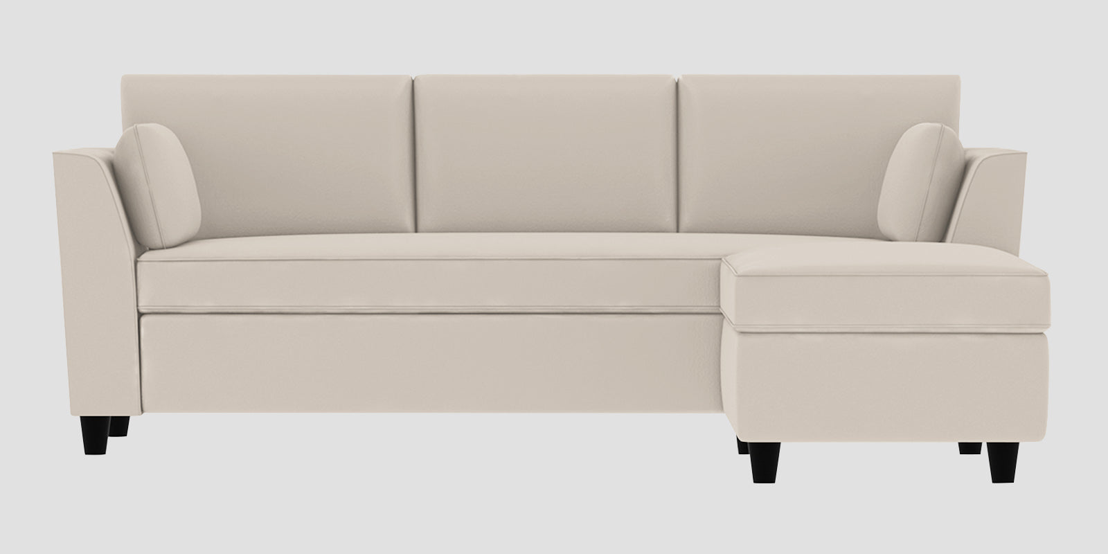 Bristo Velvet LHS Sectional Sofa (2+Ottoman Lounger) In Concrete Grey Colour - Febonic Living