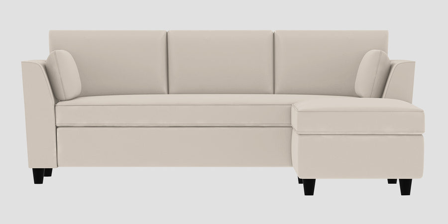 Bristo Velvet Lhs Sectional Sofa 2 Ottoman Lounger In Concrete Grey Colour - Febonic Living