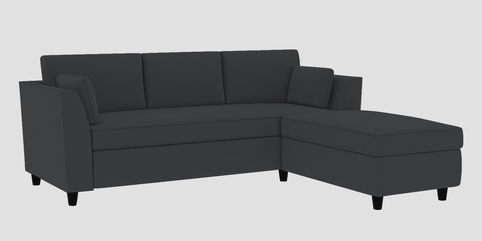 Bristo Velvet LHS Sectional Sofa (2+Ottoman Lounger) In Davy Grey Colour - Febonic Living