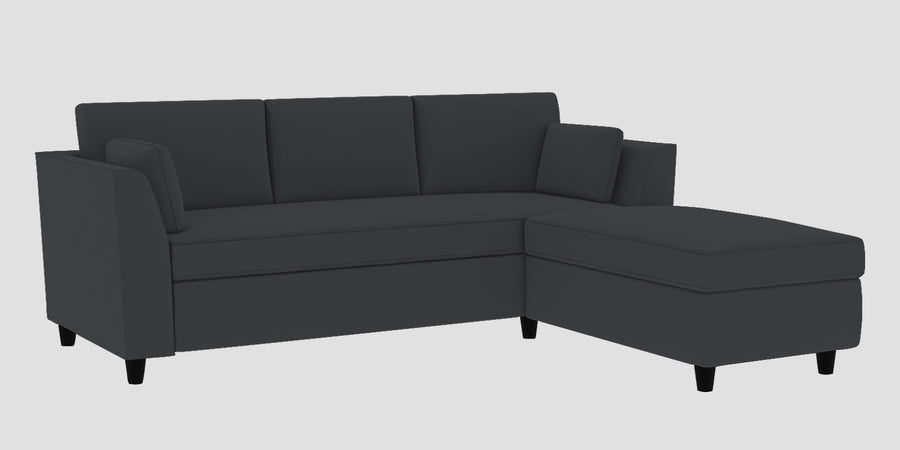 Bristo Velvet Lhs Sectional Sofa 2 Ottoman Lounger In Davy Grey Colour - Febonic Living