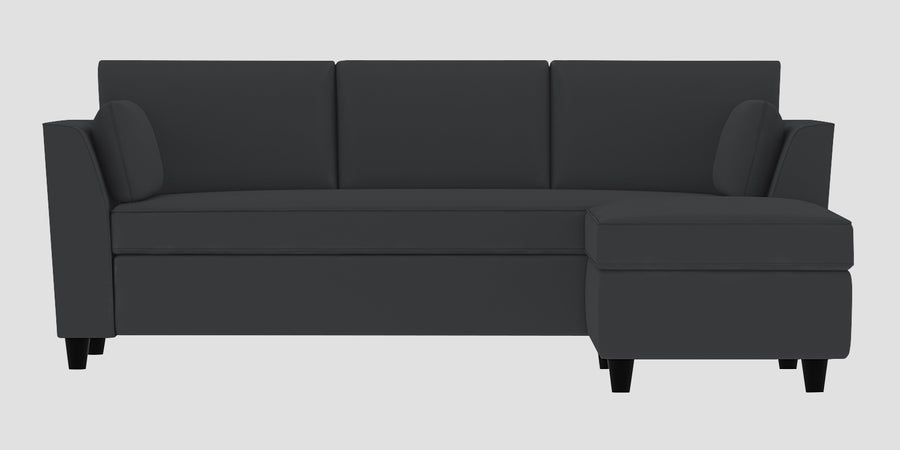 Bristo Velvet Lhs Sectional Sofa 2 Ottoman Lounger In Davy Grey Colour - Febonic Living