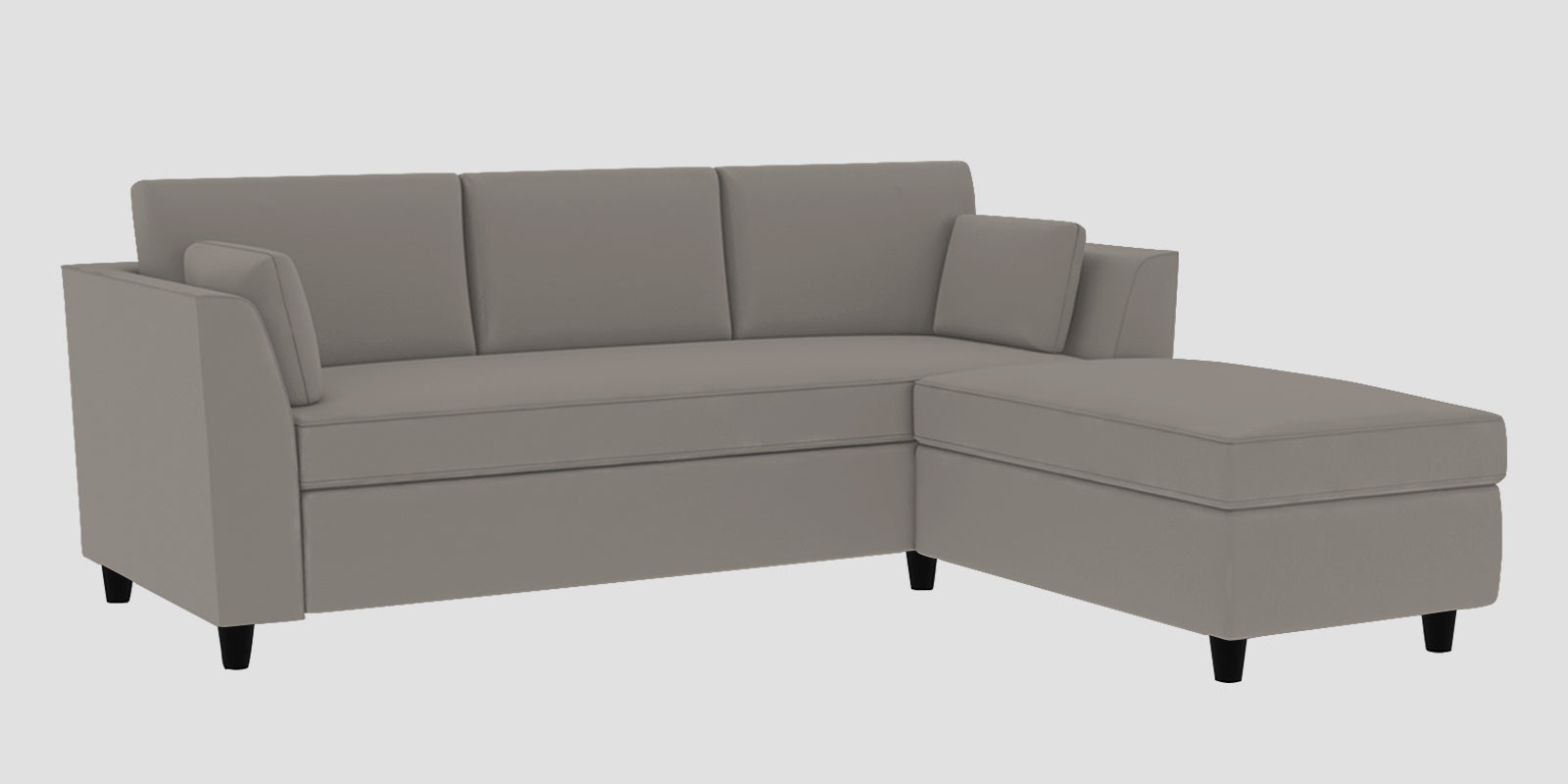 Bristo Velvet LHS Sectional Sofa (2+Ottoman Lounger) In Echo Grey Colour - Febonic Living