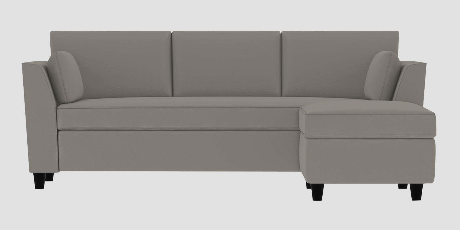 Bristo Velvet LHS Sectional Sofa (2+Ottoman Lounger) In Echo Grey Colour - Febonic Living