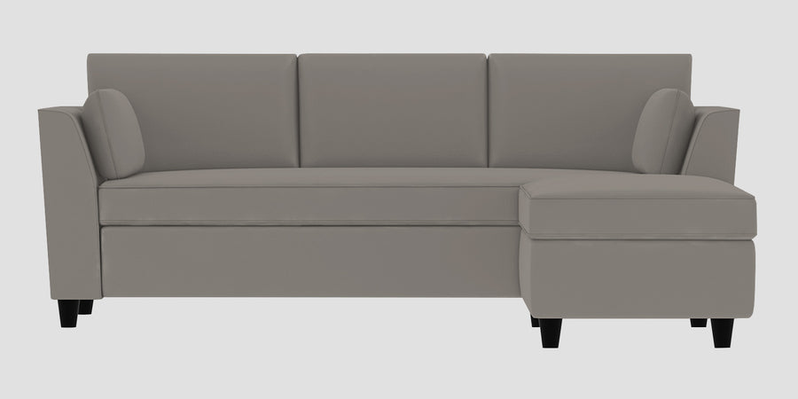 Bristo Velvet Lhs Sectional Sofa 2 Ottoman Lounger In Echo Grey Colour - Febonic Living