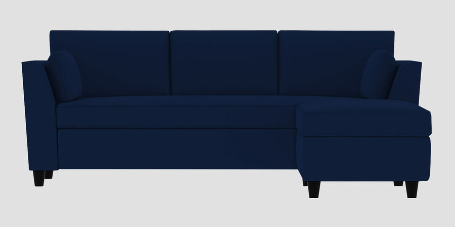 Bristo Velvet Lhs Sectional Sofa 2 Ottoman Lounger In Imperial Blue Colour - Febonic Living