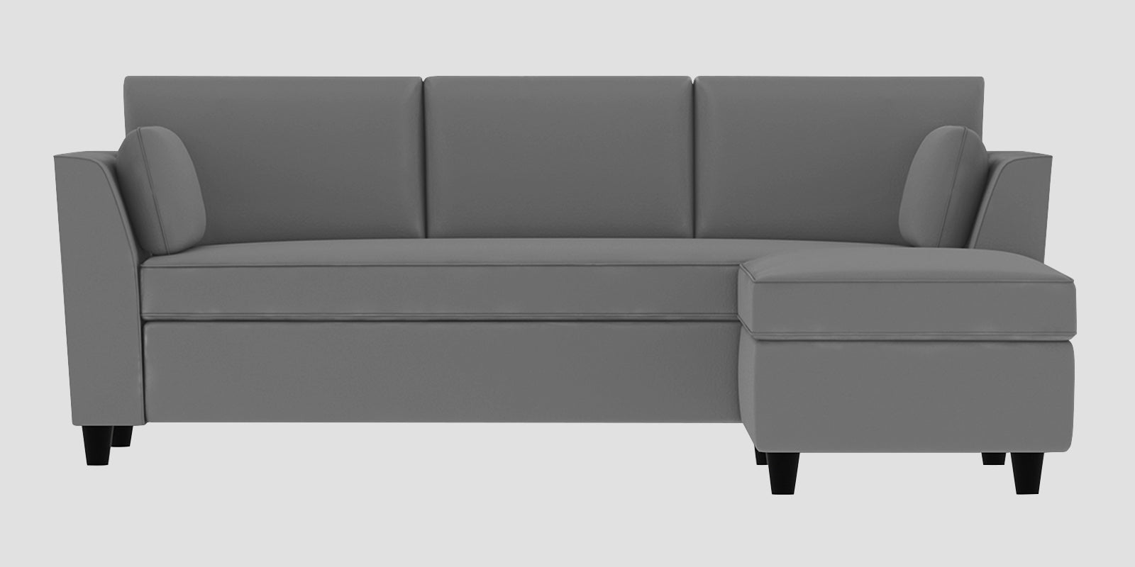 Bristo Velvet LHS Sectional Sofa (2+Ottoman Lounger) In Light Grey Colour - Febonic Living