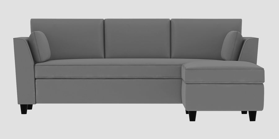 Bristo Velvet Lhs Sectional Sofa 2 Ottoman Lounger In Light Grey Colour - Febonic Living