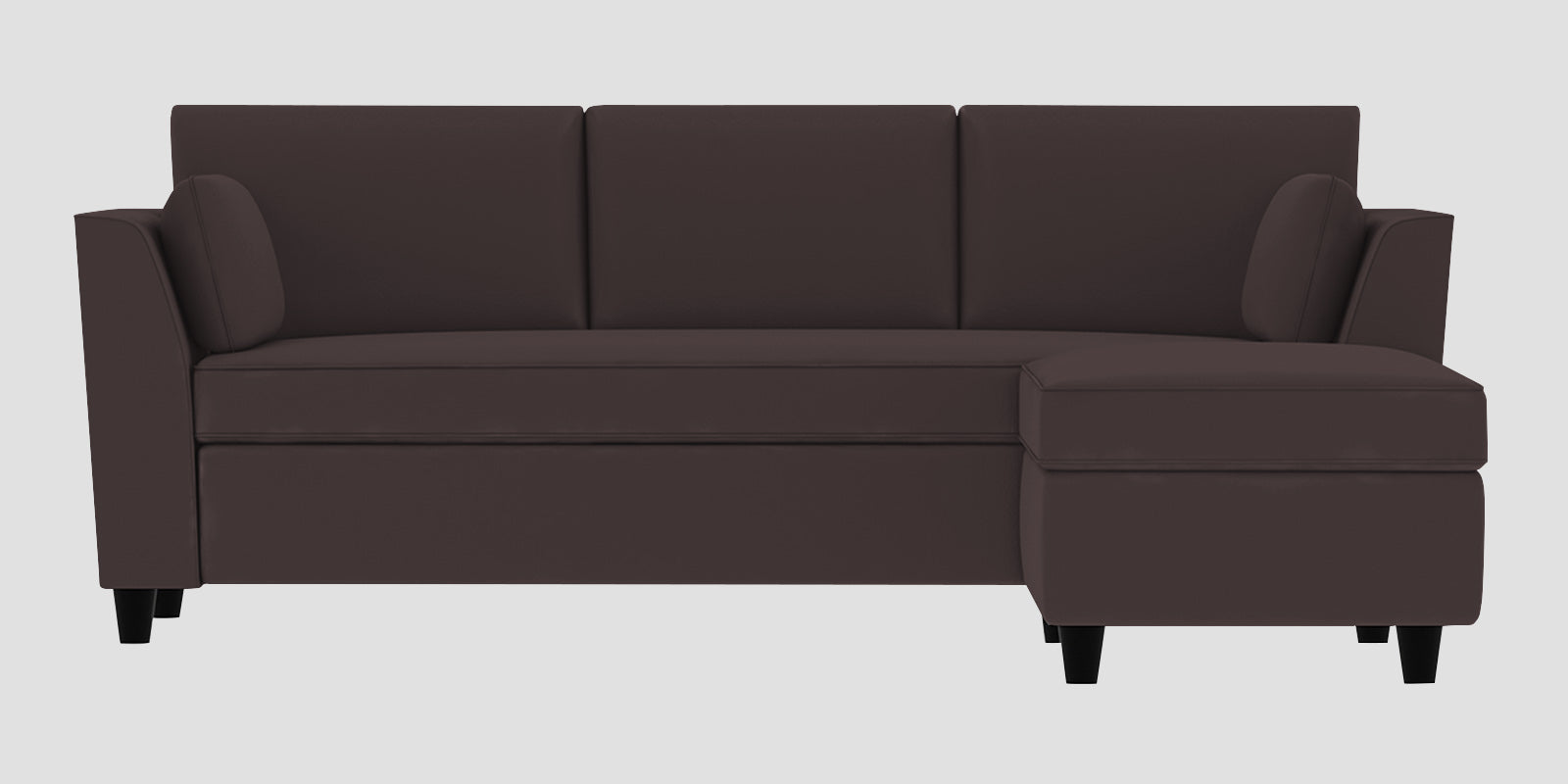 Bristo Velvet LHS Sectional Sofa (2+Ottoman Lounger) In Mocha Brown Colour - Febonic Living