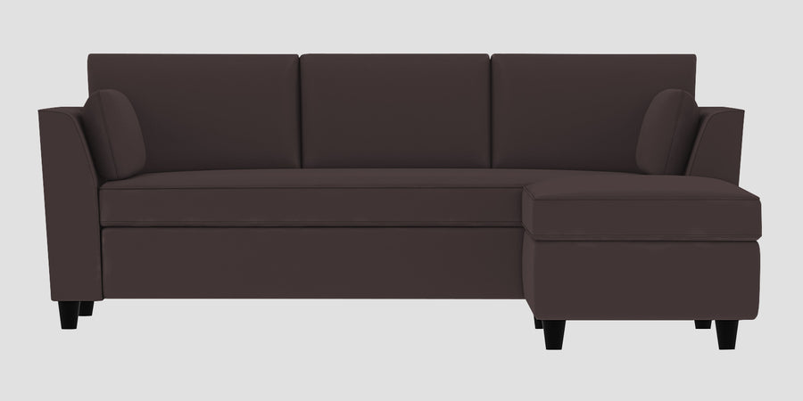 Bristo Velvet Lhs Sectional Sofa 2 Ottoman Lounger In Mocha Brown Colour - Febonic Living