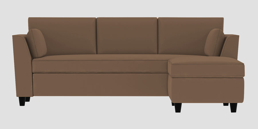 Bristo Velvet Lhs Sectional Sofa 2 Ottoman Lounger In Mocha Mouse Colour - Febonic Living