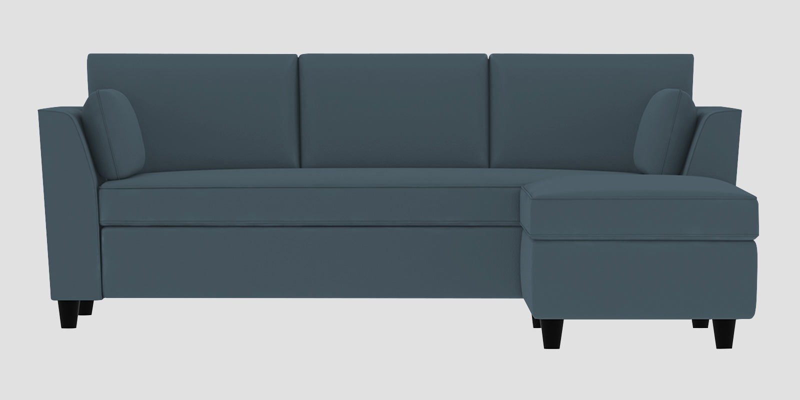 Bristo Velvet LHS Sectional Sofa (2+Ottoman Lounger) In Oxford Blue Colour - Febonic Living