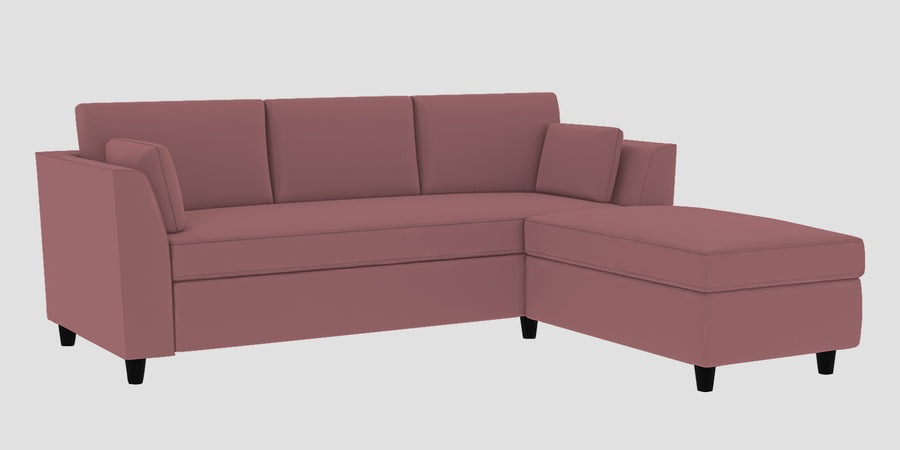 Bristo Velvet Lhs Sectional Sofa 2 Ottoman Lounger In Rose Pink Colour - Febonic Living