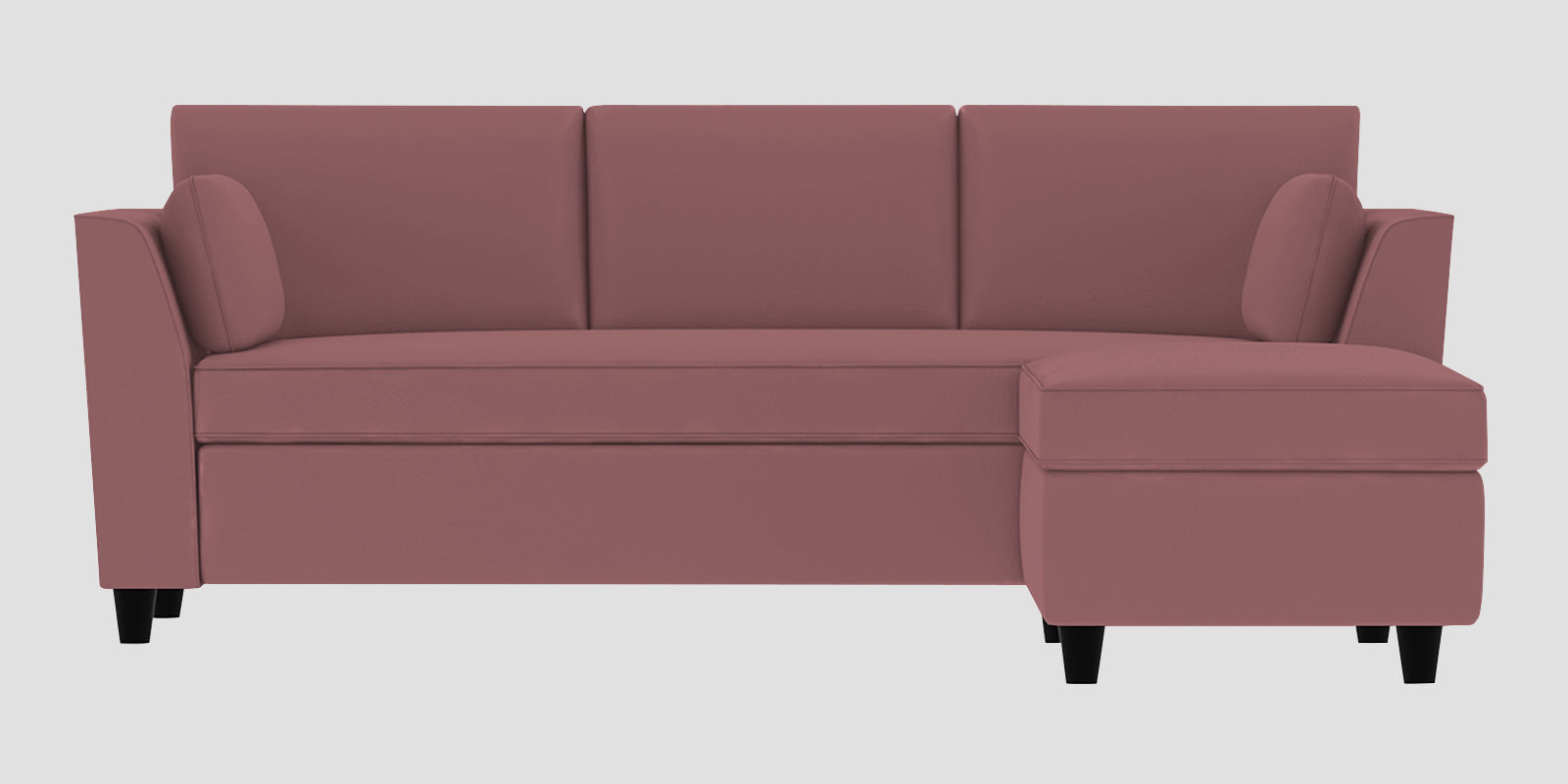Bristo Velvet LHS Sectional Sofa (2+Ottoman Lounger) In Rose Pink Colour - Febonic Living