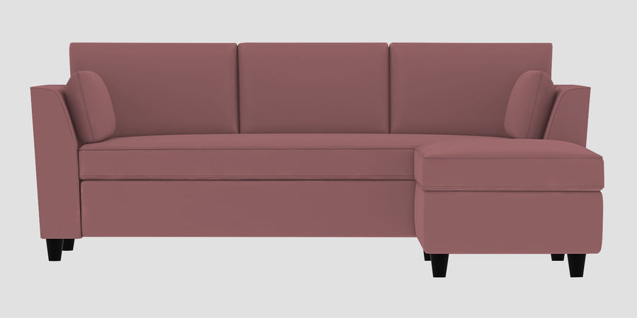 Bristo Velvet Lhs Sectional Sofa 2 Ottoman Lounger In Rose Pink Colour - Febonic Living