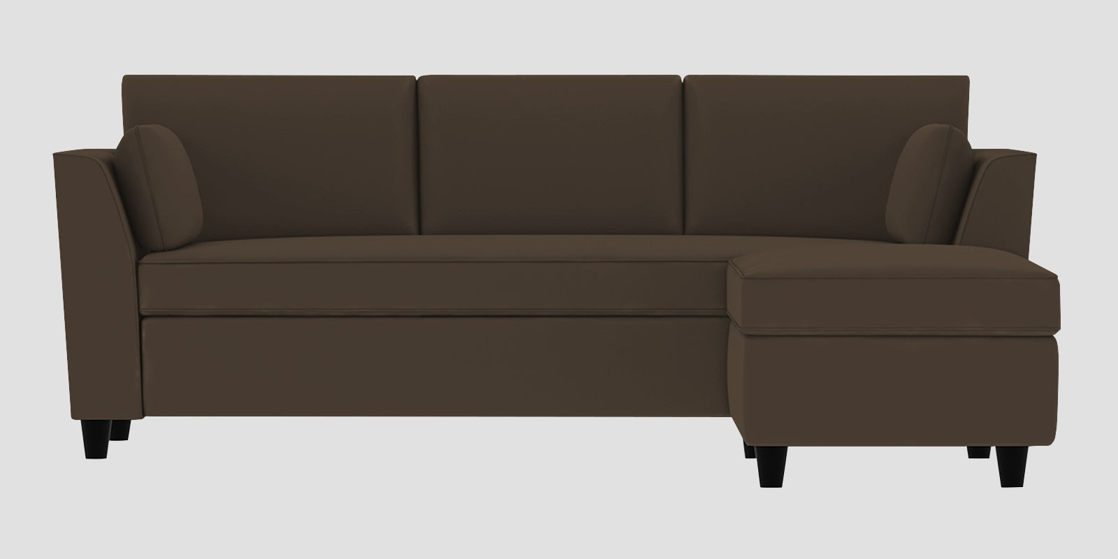 Bristo Velvet LHS Sectional Sofa (2+Ottoman Lounger) In Shade Brown Colour - Febonic Living