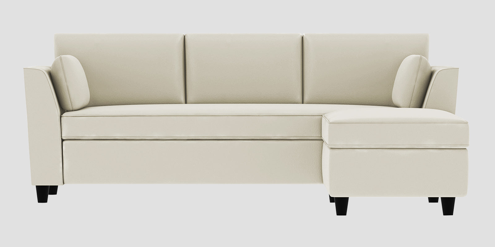 Bristo Velvet LHS Sectional Sofa (2+Ottoman Lounger) In Warm White Colour - Febonic Living