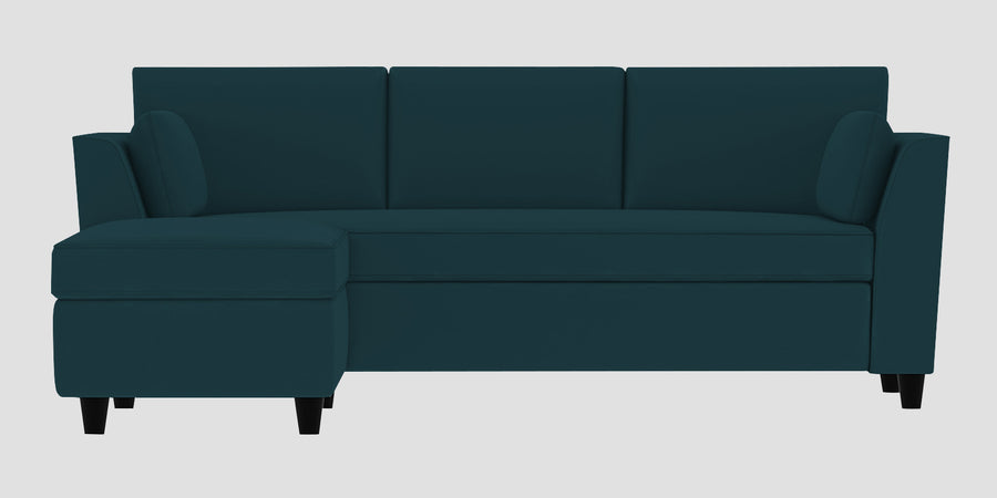 Bristo Velvet Rhs Sectional Sofa 2 Ottoman Lounger In Arabian Green Colour - Febonic Living