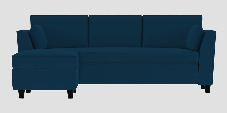 Bristo Velvet Rhs Sectional Sofa 2 Ottoman Lounger In Azure Blue Colour - Febonic Living