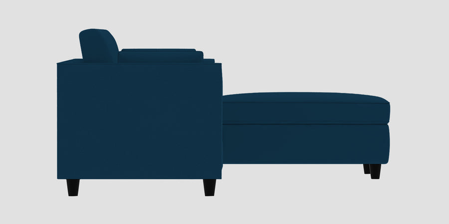Bristo Velvet Rhs Sectional Sofa 2 Ottoman Lounger In Azure Blue Colour - Febonic Living