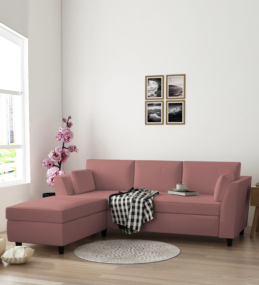 Bristo  RHS  (2+Ottoman Lounger) Velvet Sectional Sofa - Blush Pink by Febonic Living