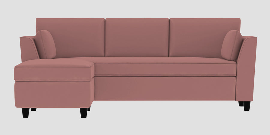Bristo Velvet Rhs Sectional Sofa 2 Ottoman Lounger In Blush Pink Colour - Febonic Living