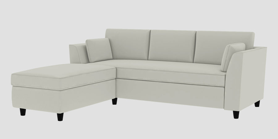 Bristo Velvet Rhs Sectional Sofa 2 Ottoman Lounger In Bone Grey Colour - Febonic Living