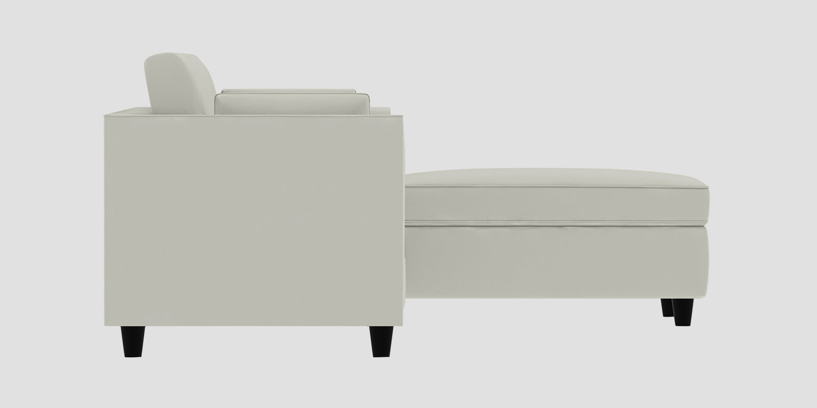Bristo Velvet RHS Sectional Sofa (2+Ottoman Lounger) In Bone Grey Colour - Febonic Living