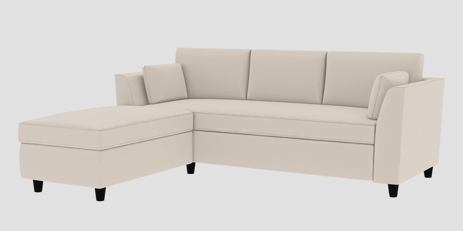 Bristo Velvet RHS Sectional Sofa (2+Ottoman Lounger) In Camel Beige Colour - Febonic Living